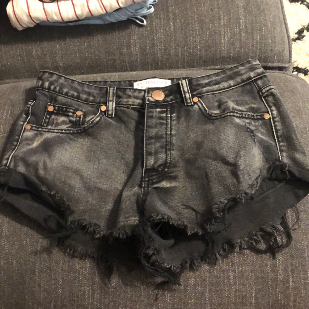 Black jean shorts